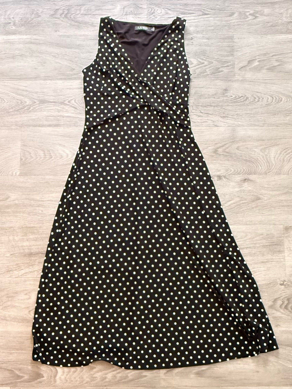 Ralph Lauren Black and White Polka Dot Midi Dress